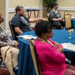 NCCHCA conference attendees register for Day 1 events while healthcare leaders, board members, sponsors, and rural health professionals gather for meetings, networking, and the Health Center Leader Reception at Sarah P. Duke Gardens in Durham, NC.